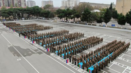 Daxili Qoşunlarda gənc əsgərlərin andiçmə mərasimi keçirildi - FOTO