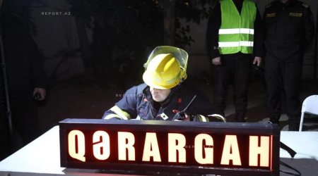 Yasamalda yanan binanın qarşısında qərargah yaradıldı - FOTO