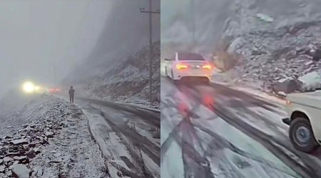 Lazaya gedən yol buz bağladı