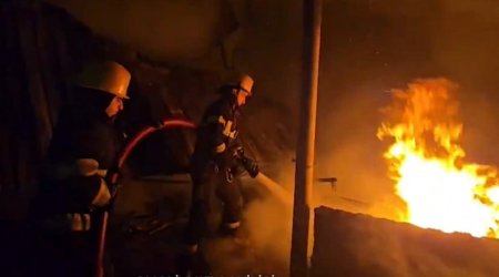 Maştağada obyekt yandı - VİDEO