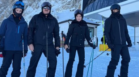 Prezident nəvələri ilə Şahdağda xizək sürdü &ndash; FOTO