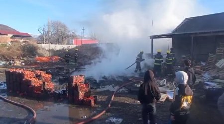 Zaqatalada xurma istehsalı sexi yandı - FOTO