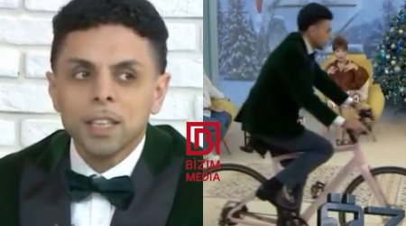 Əməkdar artist efirə velosipedlə gəldi - VİDEO