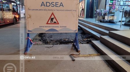 Bakıda yeni asfalt çəkilən ərazi bir gün sonra TAMAMİLƏ ÇÖKDÜ - FOTO