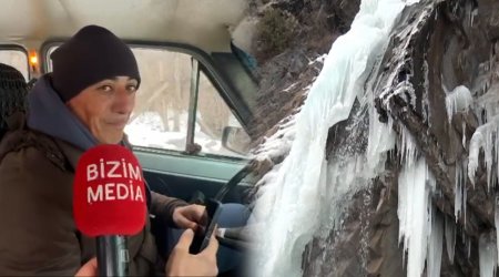 Valehedici gözəlliyə aparan təhlükəli YOLLAR - Donmuş Ramramay şəlaləsindən VİDEOREPORTAJ