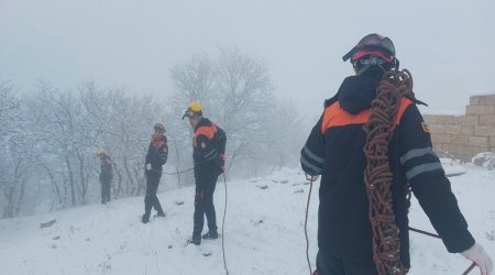 FHN qarlı havada axtarış-xilasetmə ilə bağlı təlim keçirdi