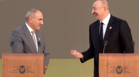Prezident Paşinyanla zarafatlaşdı - &ldquo;İlk kim çıxış edəcək?&rdquo; &ndash; VİDEO