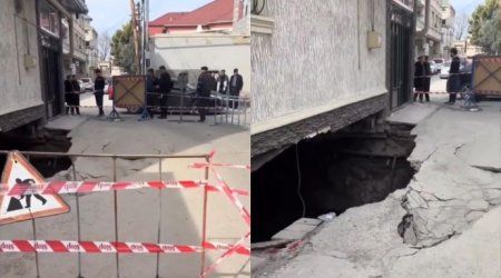 Kanalizasiya xəttinin üstündə tikilən ev magistral su borusunu partladıb - VİDEO