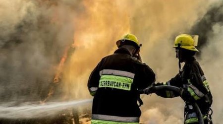 Yevlaxda açıq ərazidə YANĞIN OLDU