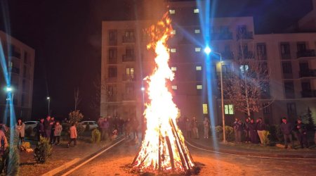 Ağdamda ilk bayram tonqalı qalandı - FOTO