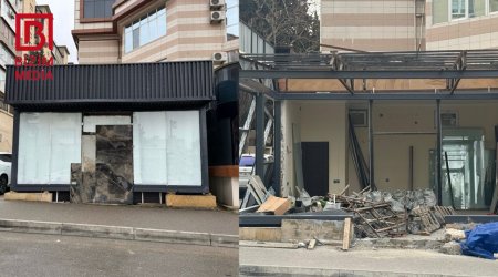 Bizim.Media YAZDI &ndash; Xətaidə səkini zəbt edən qanunsuz tikili söküldü &ndash; FOTO/VİDEO