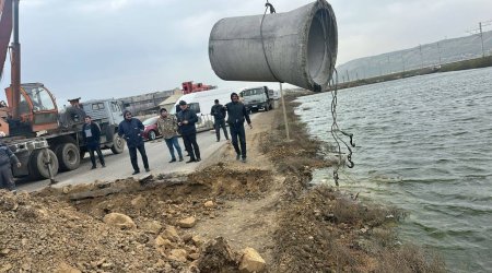 Leysana görə Puta gölünə beton boru qoyuldu - VİDEO