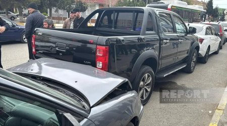 Sumqayıtda ZƏNCİRVARİ QƏZA: Dörd avtomobil və avtobus TOQQUŞDU - FOTO