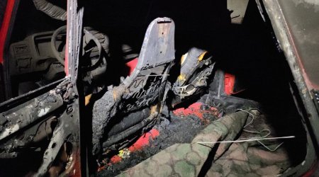 Gəncədə avtomobil yandı - FOTO