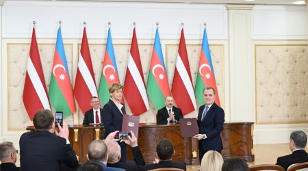 Azərbaycan və Latviya arasında sənədlər İMZALANDI - FOTO/VİDEO