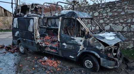 Gəncədə &ldquo;QAZel&rdquo; yandı, sürücü xəsarət aldı - FOTO/VİDEO