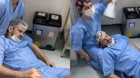 Arvadının doğuşu zamanı huşunu itirən kişi internet ulduzuna çevrildi &ndash; VİDEO