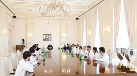 Prezident Avropa çempionatında çempion olan güləşçiləri qəbul etdi &ndash; FOTO