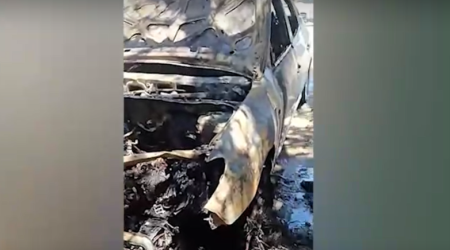 "8-ci km" bazarında avtomobil yandı - VİDEO