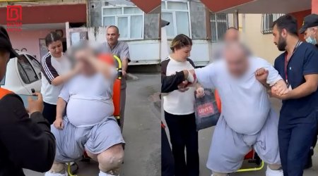 Bakıda 330 kiloqram çəkisi olan kişi evdən belə çıxarıldı &ndash; ÖZƏL/VİDEO
