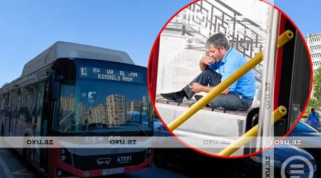 Bakıda sərnişinlərdən küsən avtobus sürücüsündən qəribə ETİRAZ - VİDEO