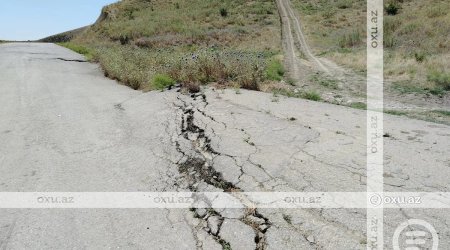Şamaxını iki rayonla birləşdirən yeganə yol çökdü - FOTO