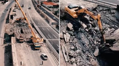 Bakı&ndash;Qazax yolundakı avtomobil körpüsünün söküntüsünə başlanıldı