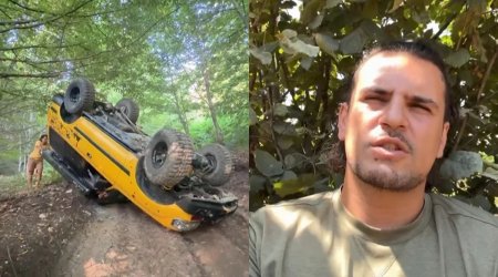 Tanınmış bloqer qəzaya düşdü, avtomobili aşdı - VİDEO