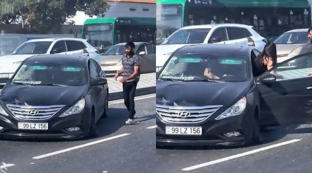Bakıda qəza: "Hyundai" əks yola düşdü - VİDEO