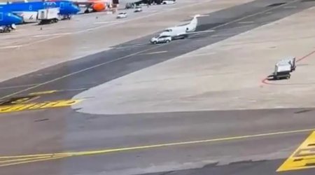 Milan hava limanında avtomobil təyyarə ilə toqquşdu