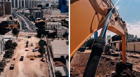 "Ulduz" metrosunun qarşısındakı yolda tikinti işləri davam etdirilir - VİDEO
