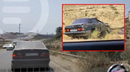 Lökbatan-Qobu yolunda avtomobil aşıb &ndash; VİDEO