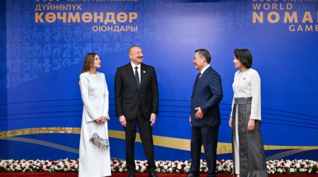 Prezident və xanımı Bişkekdə 6-cı Dünya Köçəri Oyunlarının AÇILIŞINDA - FOTO/VİDEO