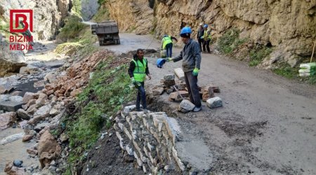 Quba-Xınalıq yolunda intensiv yağışlar yenidən fəsadlar törətdi &ndash; FOTO/VİDEO