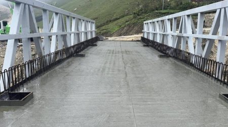 Qusarda sel sularının zədələdiyi yol və körpülər bərpa edildi