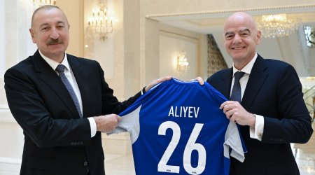 Canni İnfantino İlham Əliyevlə görüşü ilə bağlı paylaşım etdi &ndash; FOTO