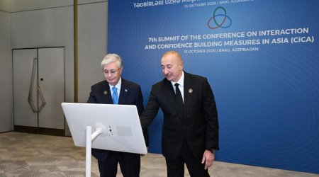 Azərbaycan və Qazaxıstan prezidentləri Trans-Xəzər Fiber-Optik Kabel Xəttinin açılışını etdilər &ndash; FOTO