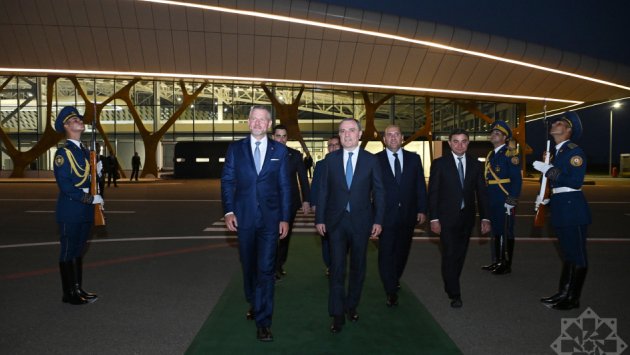 Slovakiya Prezidenti Füzuli aeroportundan Bakıya yola düşdü - FOTO