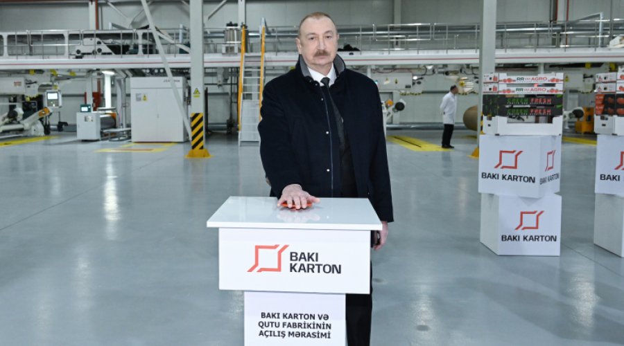 Sumqayıt Sənaye Parkında karton və qutu taralarının istehsalı müəssisəsinin açılışı oldu - FOTO/VİDEO